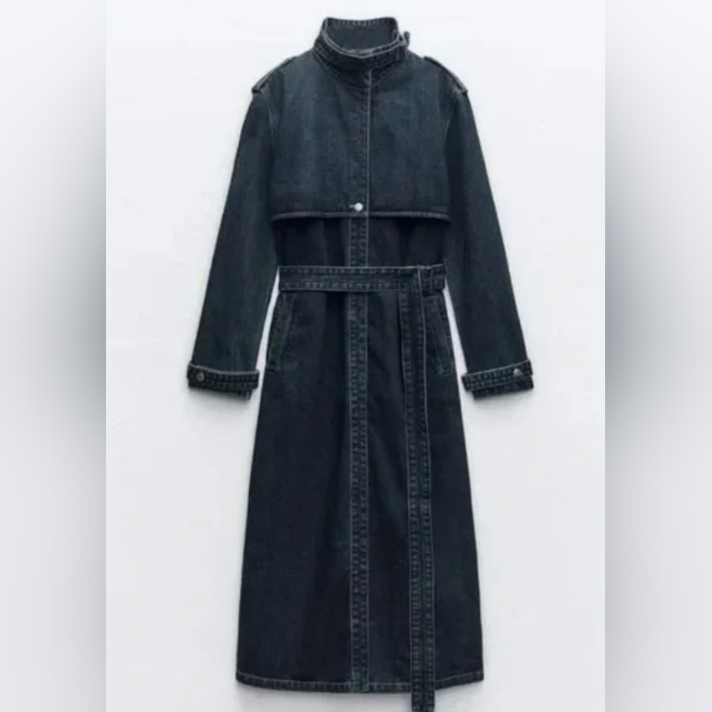 NWOT ZARA TRF DENIM TRENCH - Picture 1 of 17